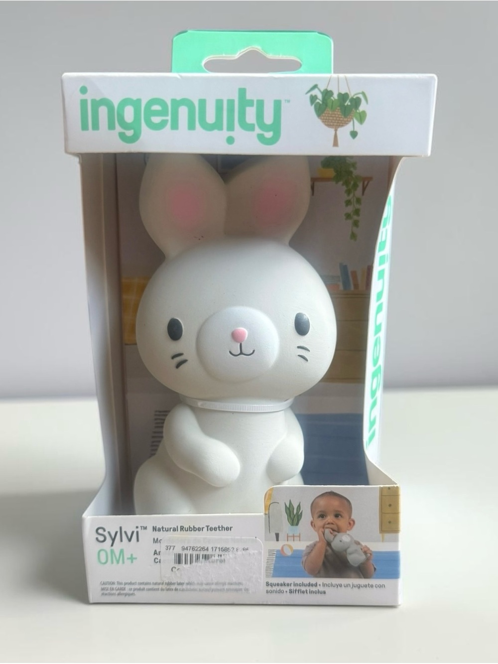 ingenuity Sylvi White Bunny Natural Rubber Teether